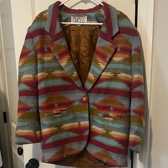 Maurizio Ramani Jackets & Blazers - Vintage Aztec Western Wool Polyester Maurizio Ramani Blazer Jacket size Large